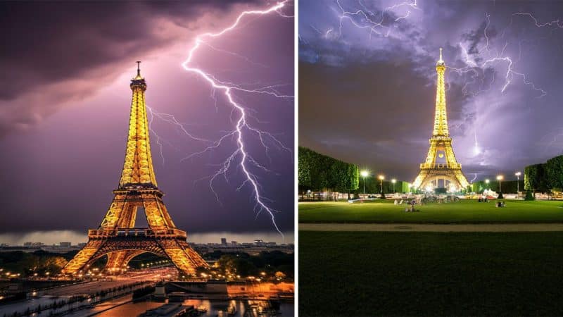 Magnificent Fusion: Lightning and Eiffel Tower Converge in Captivating Photograph