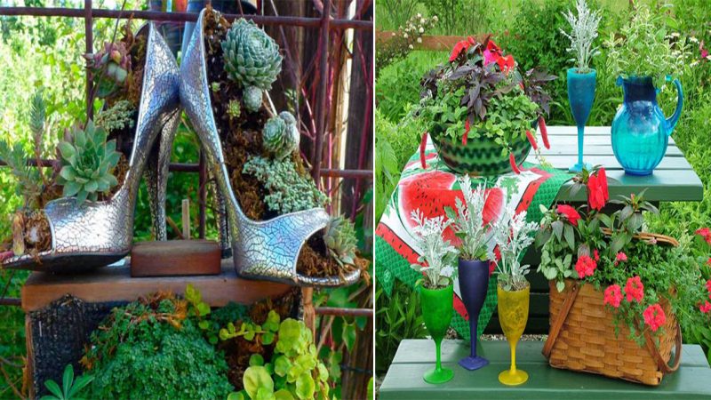 19 ways to upcycle old household items and use them as beautiful garden decorations