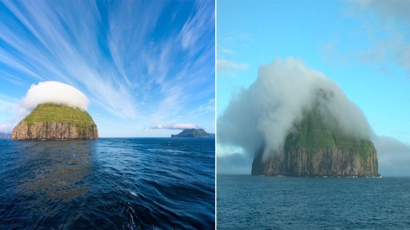 Unveiling the Enigma of Lítla Dímun’s Unique Circle-Shaped Clouds: A Mystical Phenomenon Over Denmark’s Petite Island