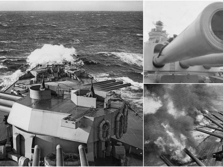 Majestic Power: HMS Rodney’s 16-Inch Guns Poised for Action off Scapa Flow, 1944